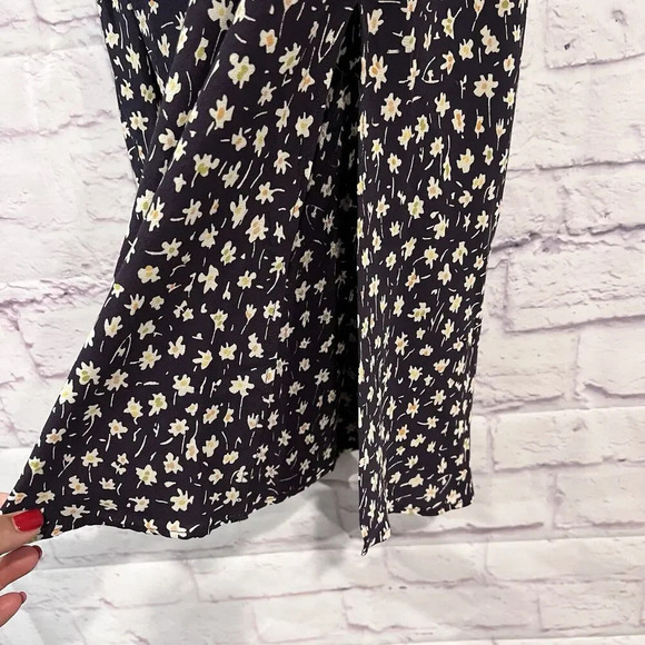 Madewell Drawstring Midi Slip Skirt Sweet Floral‎ Print Size 16 Navy Blue Comfy - Picture 7 of 10